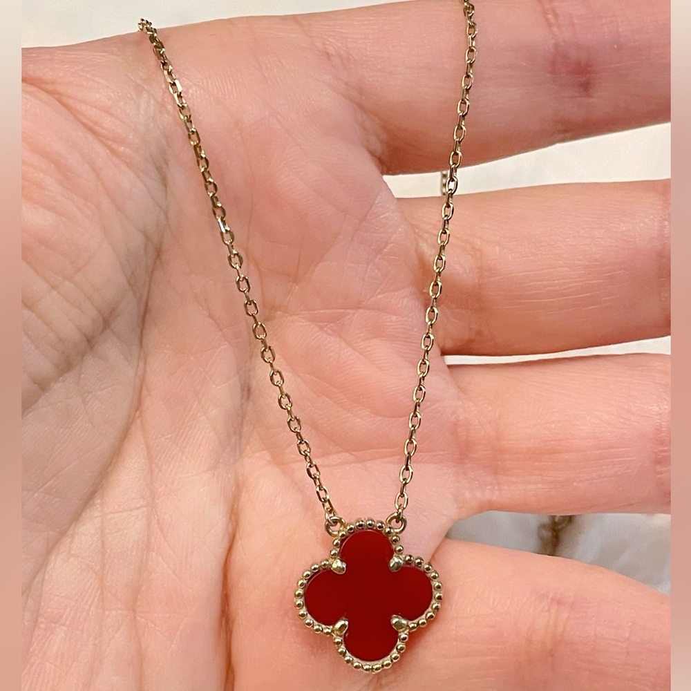 Red Carnelian S925 Sterling Silver Flower Pendant Necklace
